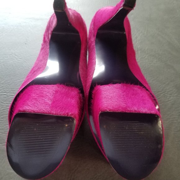 Rare size 11 Pink and Leopard Pony Hair 7 Inch Platform Heels - Picture 13 of 16